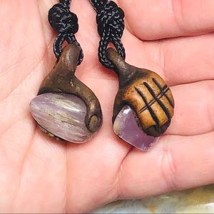 💜Amethyst and Polymer Clay Handmade Necklace